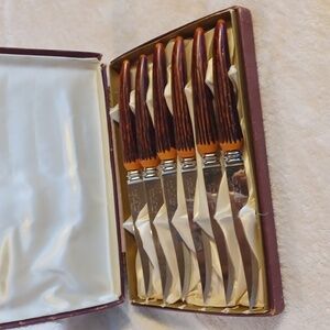 Regent Sheffield English stainless steel blades steak knives set of 6 fo stag